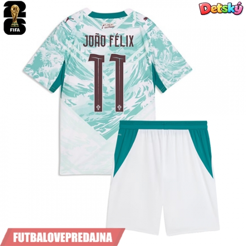 Lacne Dětský Futbalové dres Portugalsko Joao Felix #11 MS 2026 Krátky Rukáv - Preč (+ trenírky)